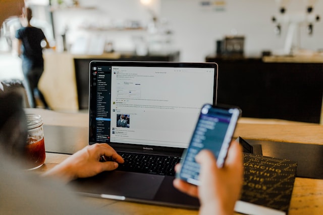 communicating with phone and laptop through client portal for Lawyers 