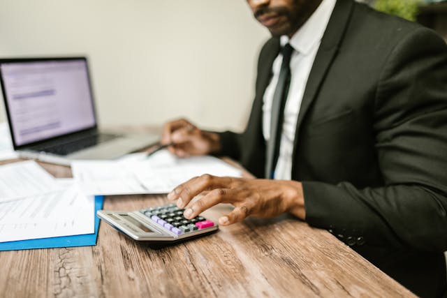man working on accounting department structure