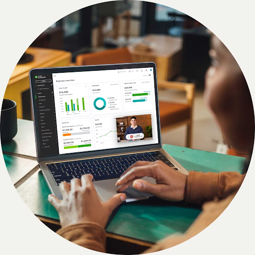 quickbooks for bookkeepers using a laptop