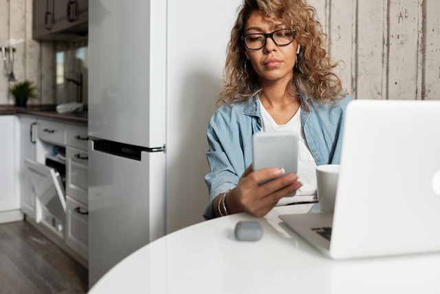 woman working from home and access quickbooks desktop remotely
