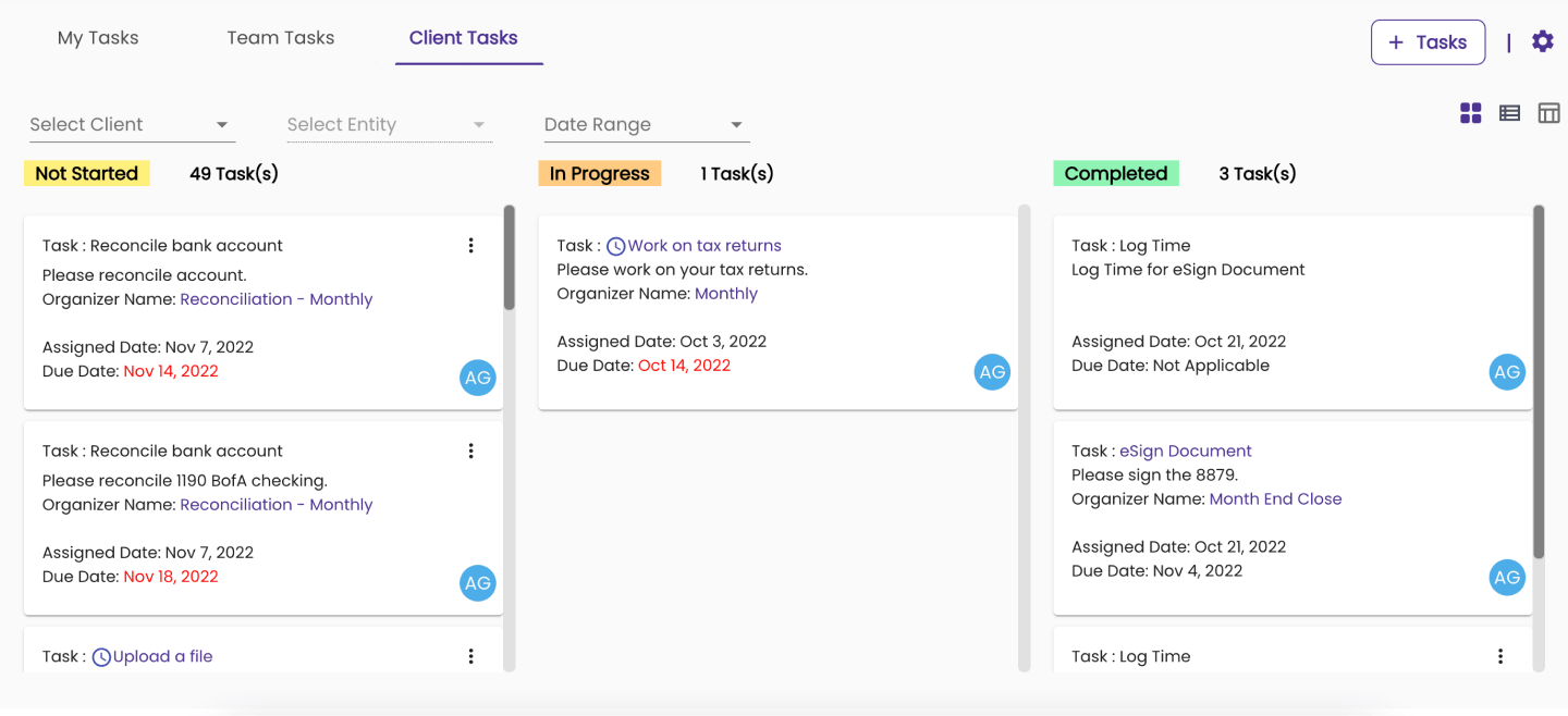 accounting practice management tasks